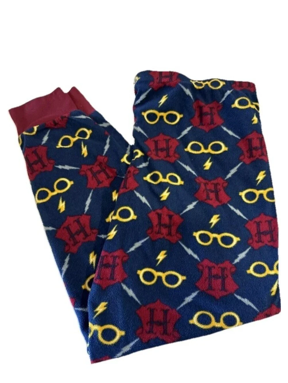 Harry Potter Blue Fleece Pajama Bottom Pants Size M elastic Waist Men’s